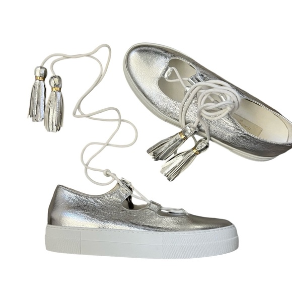 L' AUTRE CHOSE Lace-up sneakers Silver NWOT Size 39 - Picture 2 of 14